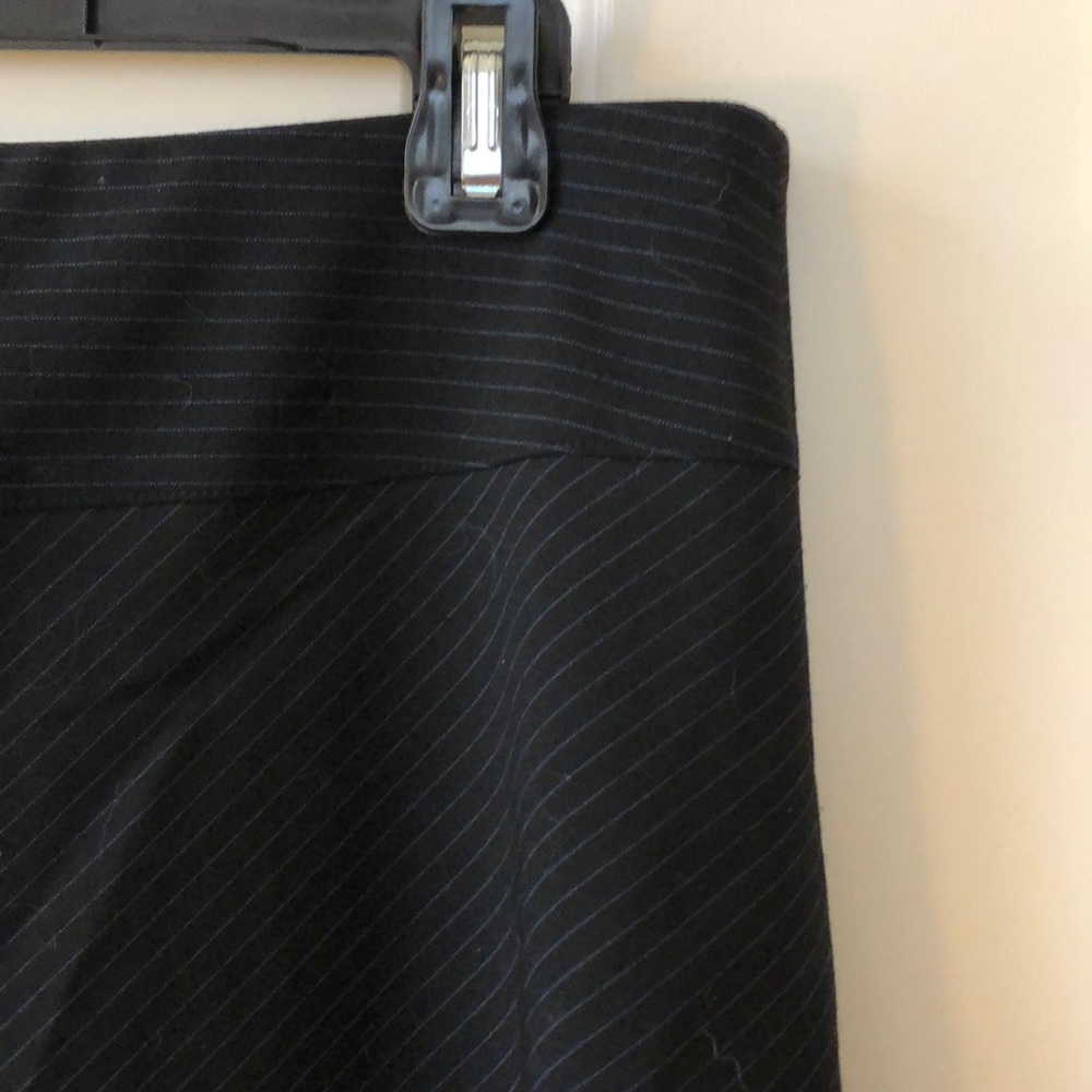 Express slightly flared navy pinstripe skirt
